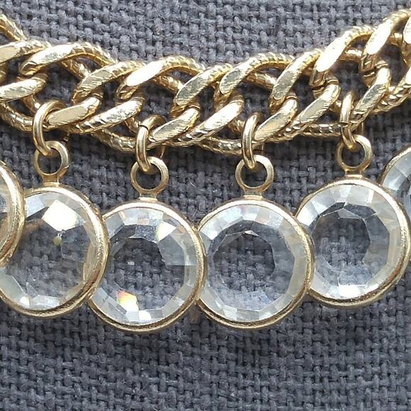 Vintage Clear Flat Back Crystal Dangle Necklace, 16 1/2 Inches, Hook Clasp - Picture 4 of 8